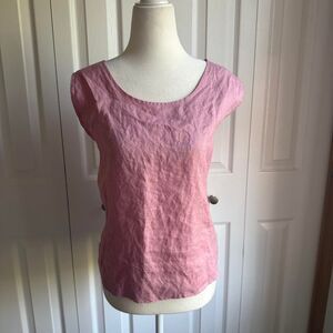 Vintage 90s pink 100% linen short sleeve top size 20 by Couture Inc.